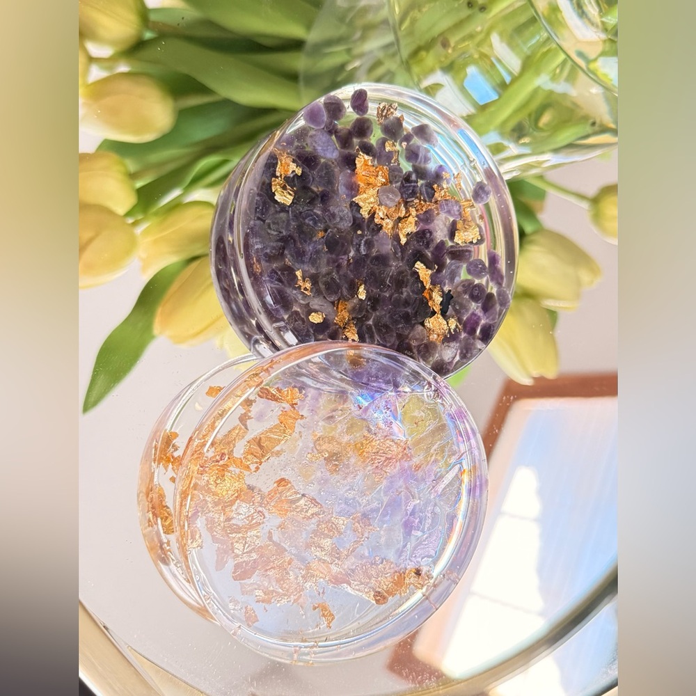 Gold and Purple Resin Coasters